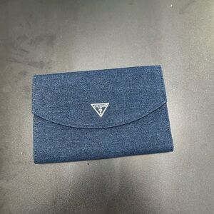 Women’s Guess Denim Wallet Organizer Blue Fold Over Clutch Like New